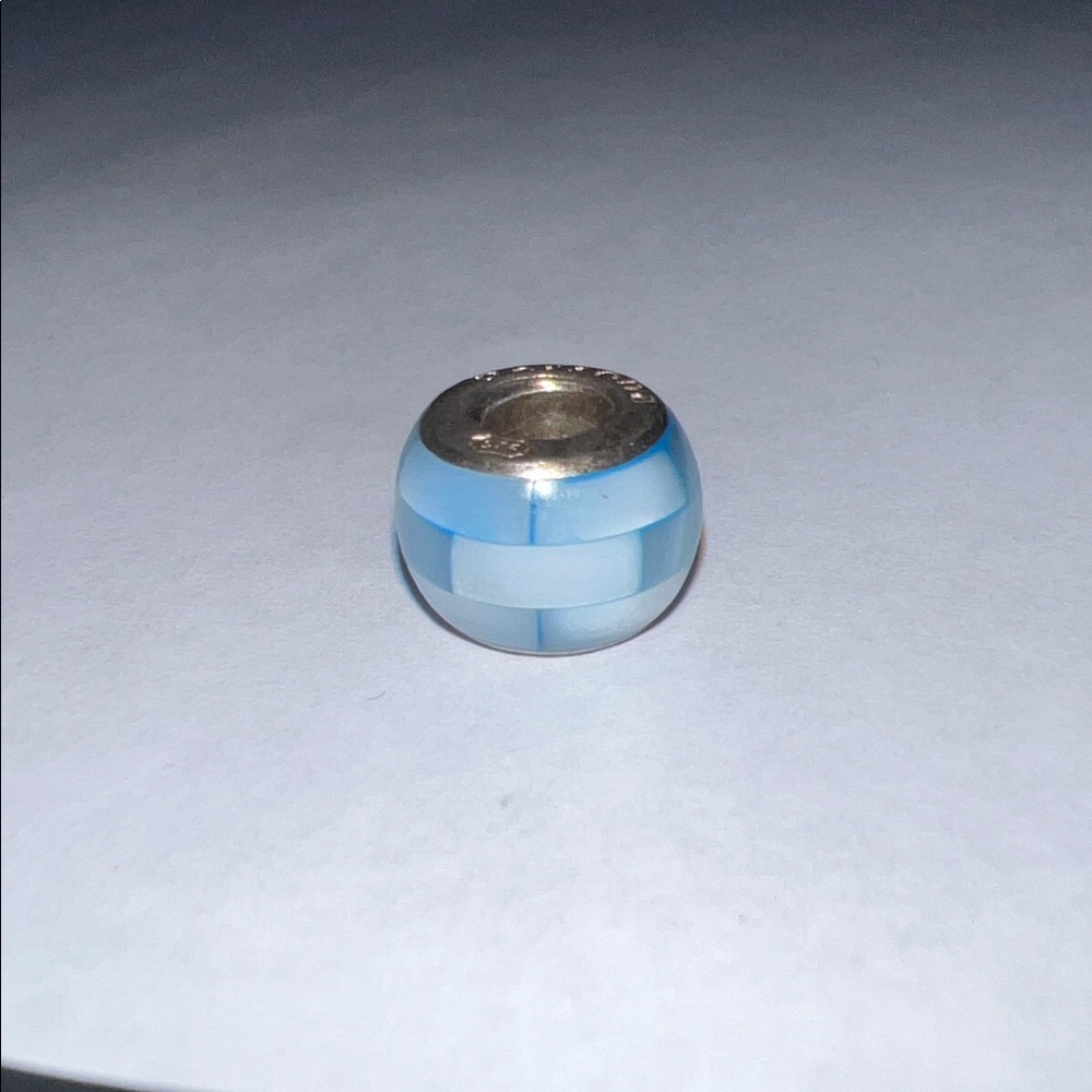 Blue Striped Glass Bead Charm - Persona